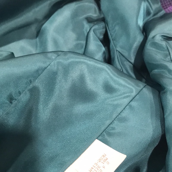 Vintage Pendleton Wool Suit Womens Size 18W Blue Plaid 2 Piece Skirt Blazer USA - Picture 9 of 16